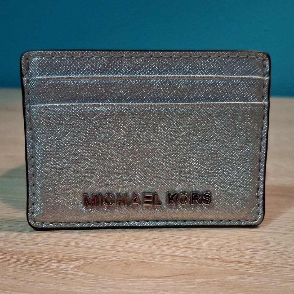 Michael Kors Jet Set Travel Metallic Saffiano Leather Card Case